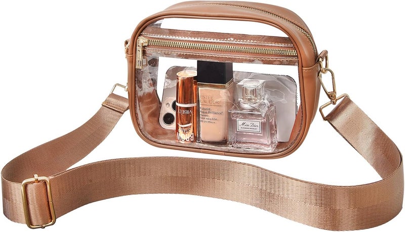 Fibrdoo Clear Bag Stadium Approved, Leather Clear Crossbody Purse Bag for Concerts Sports Events Festivals - Image 1